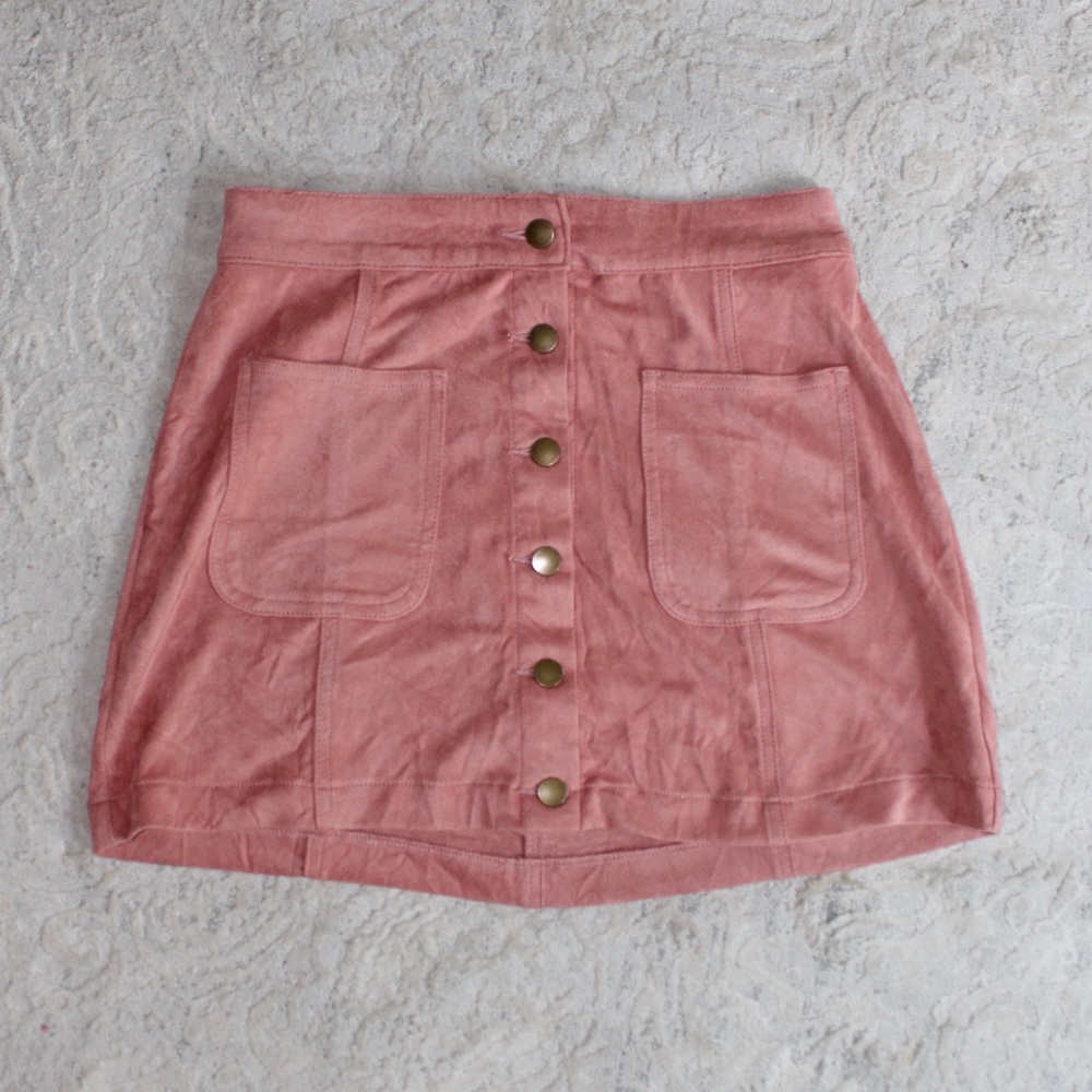 Altar’d State Pink Velvet Feel Skirt
